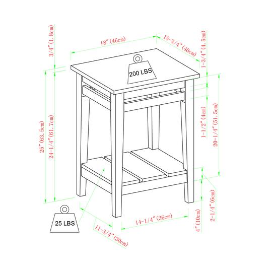 Walker Edison 18" Gray Wash Farmhouse Trim Side Table